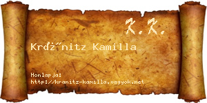 Kránitz Kamilla névjegykártya